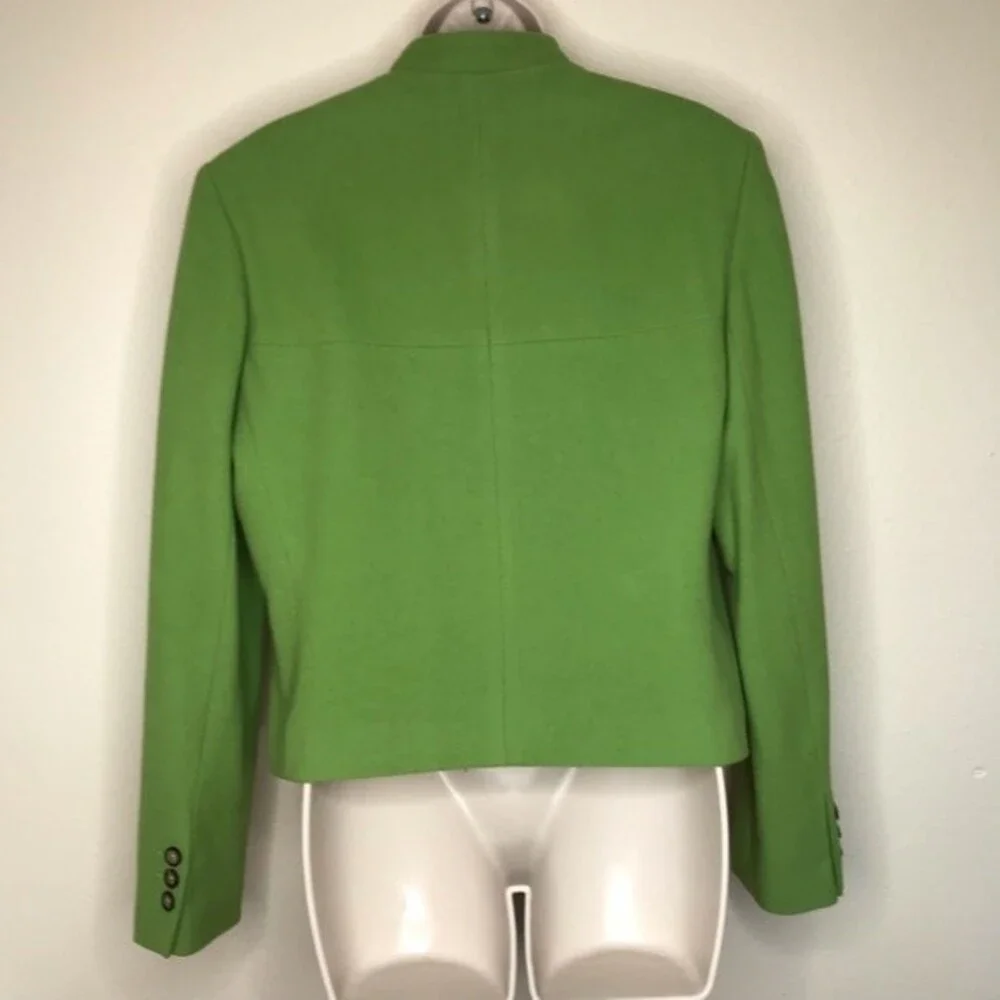 Harve Benard Wool Cashmere Blend Zip Front Short Green Jacket Womens Size 14